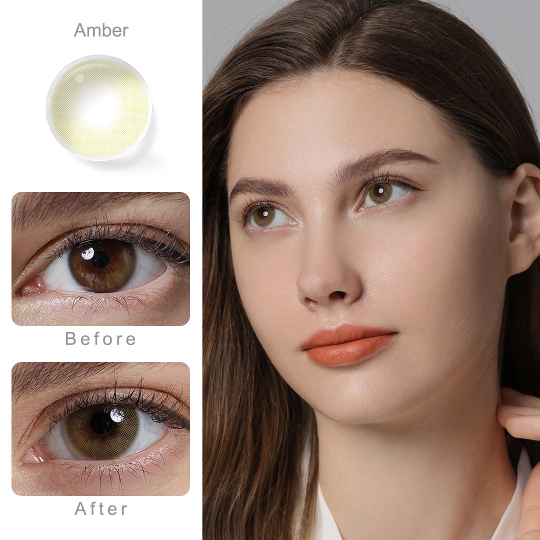 Hidrocor Amber Yellow Colored Contacts - Image 2 | カラーコンタクト | FreshGo