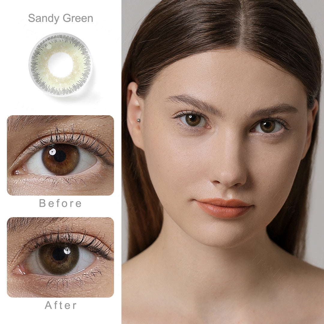 Elite Sandy Green Colored Contacts - Image 2 | カラーコンタクト | FreshGo